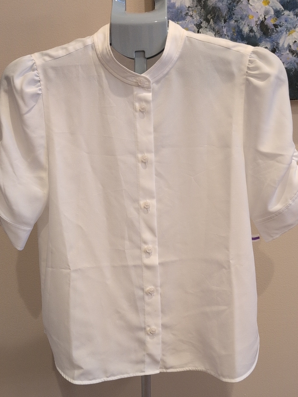 Frame Classic Button Down White Short Sleeve Blouse